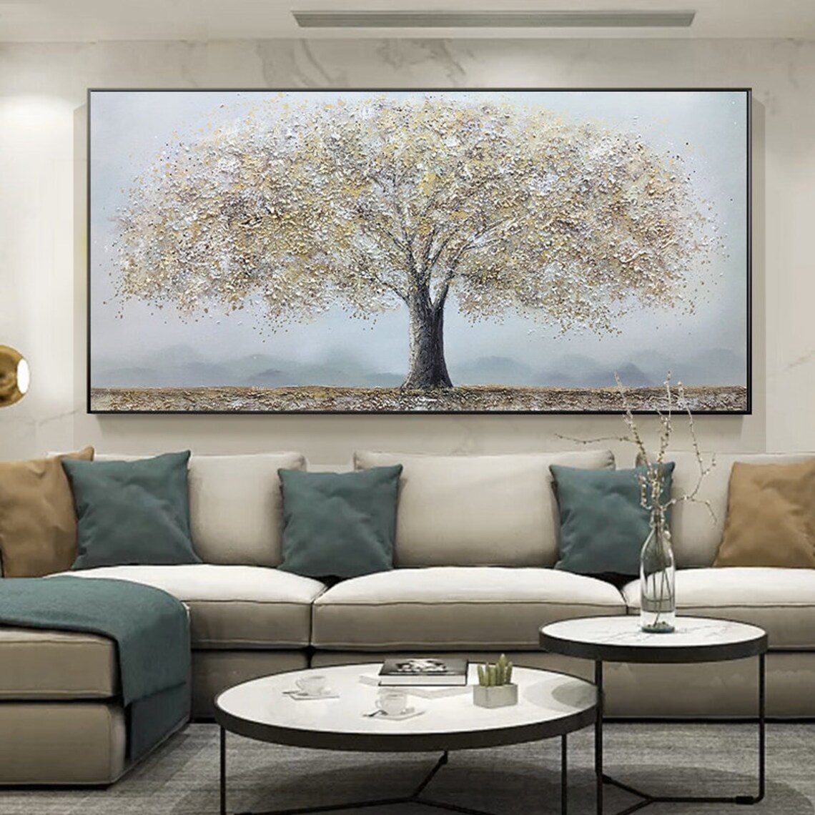 Big Tree Of Life Abstract Oil Painting, Living Room Art Print