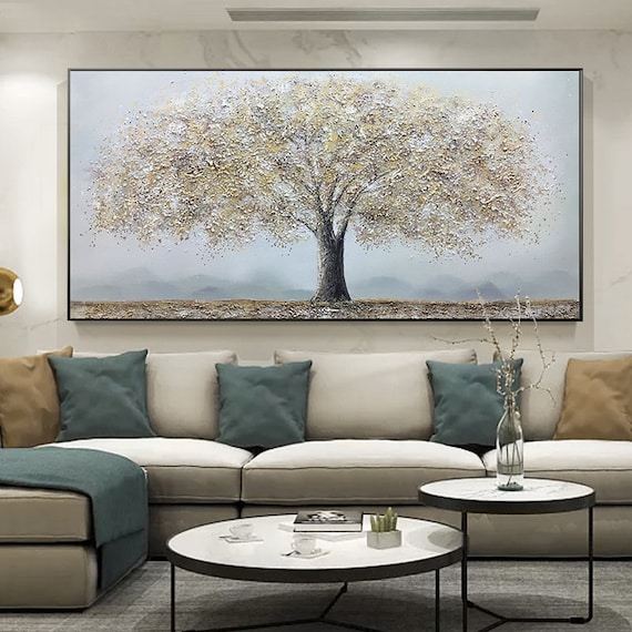 Big Tree Of Life Abstract Oil Painting, Living Room Art Print