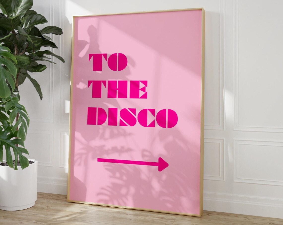 To The Disco Print, Retro Funky Bar Cart Decor