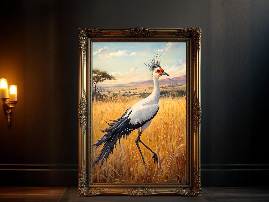 Secretary Bird Wildlife Artwork, African Nature Decor