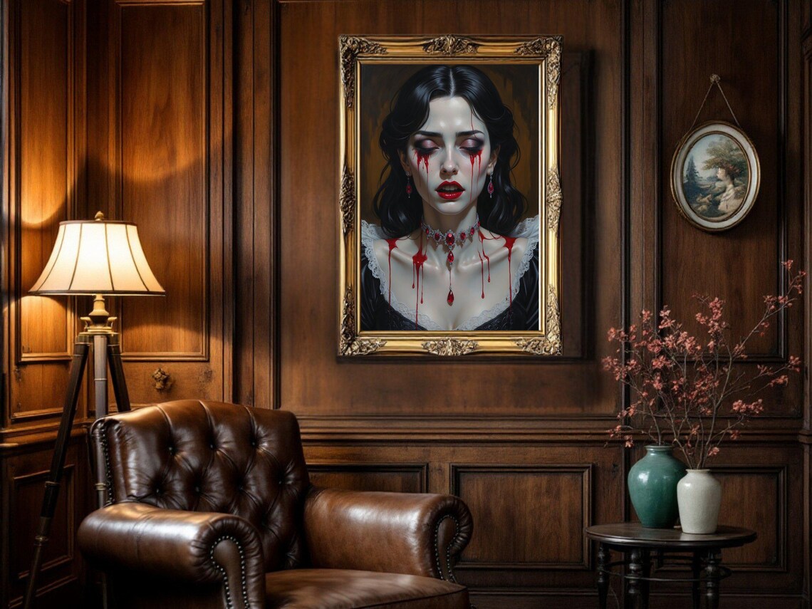 Gothic Vampire Woman, Dark Fantasy Portrait - Image 3