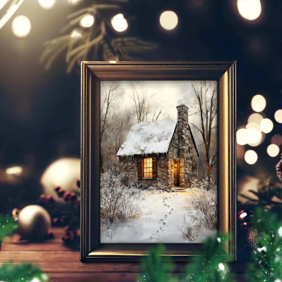 Rustic Christmas - Contemporary Travel Poster