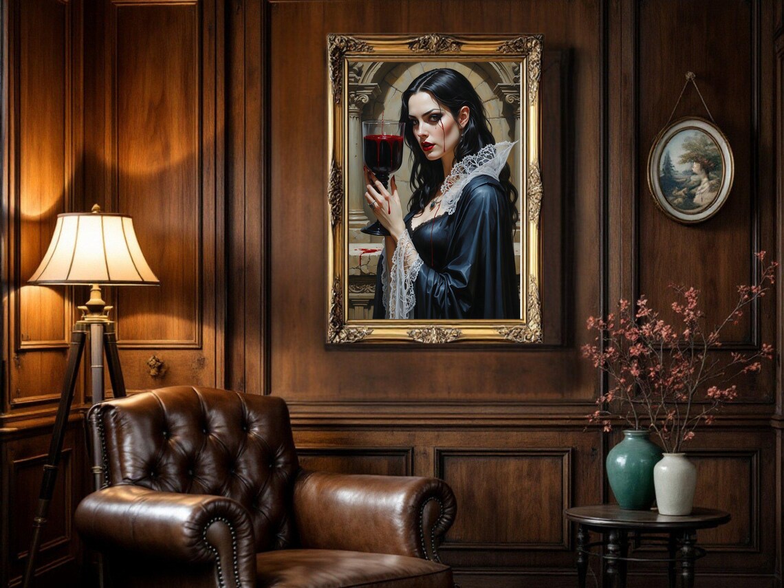 Gothic Vampire Dark Fantasy, Mysterious Female Portrait - Image 3