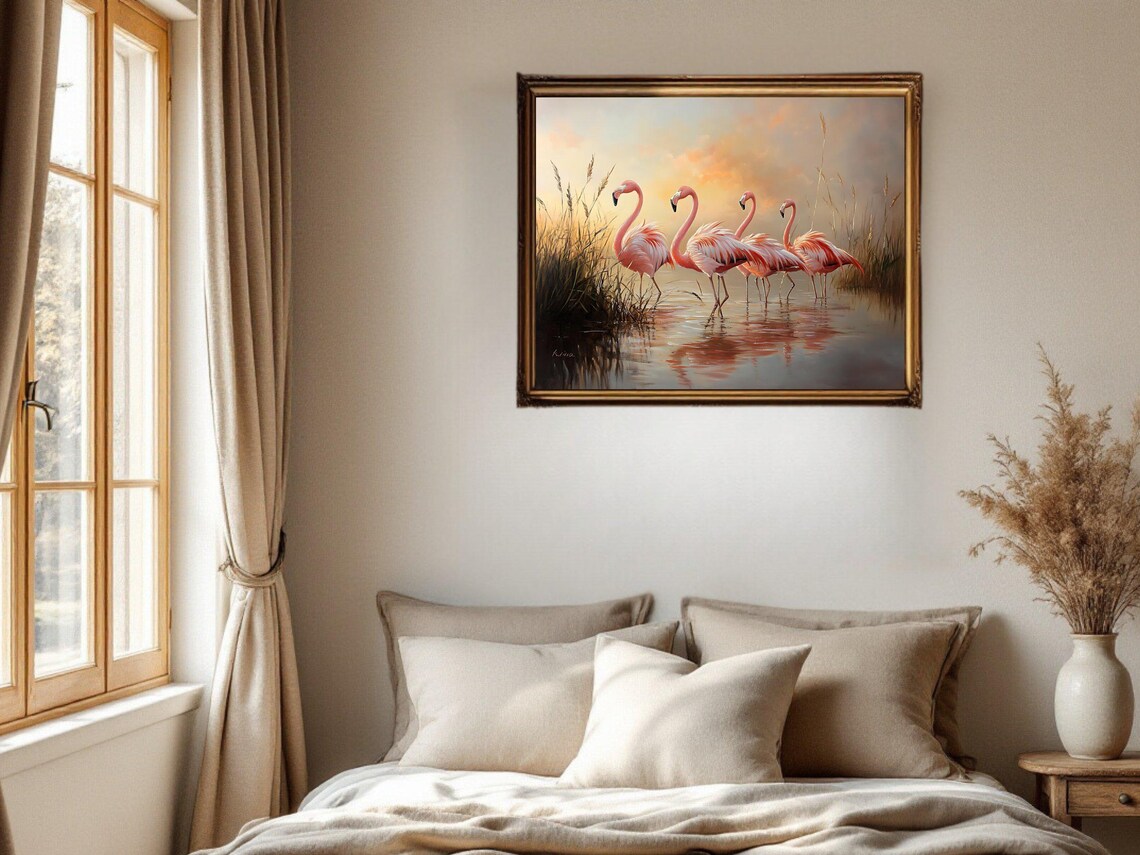 Flamingo Wall Art Print, Nature Bird Painting - Image 2