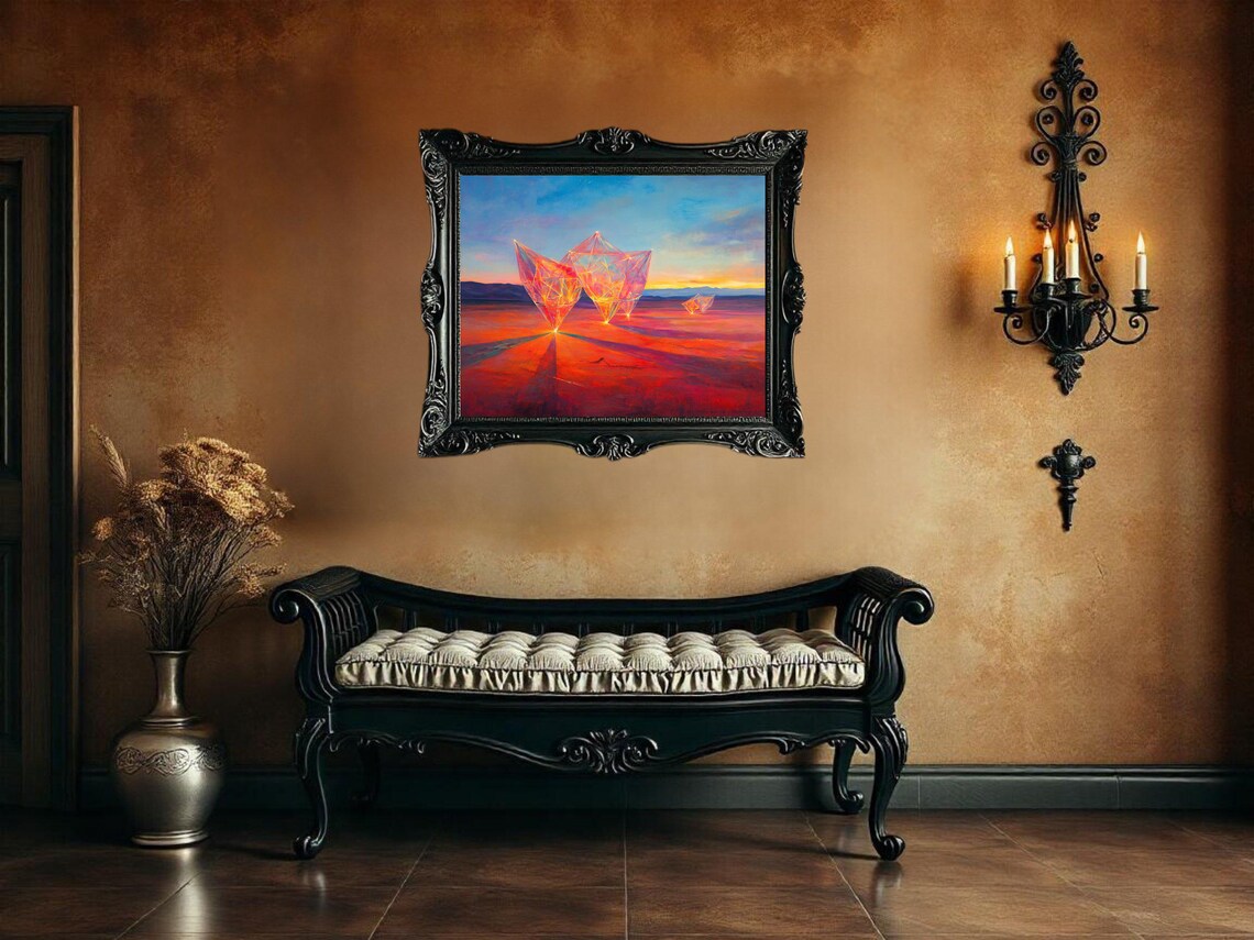 Modern Geometric Abstract Sunset Artwork - Image 3