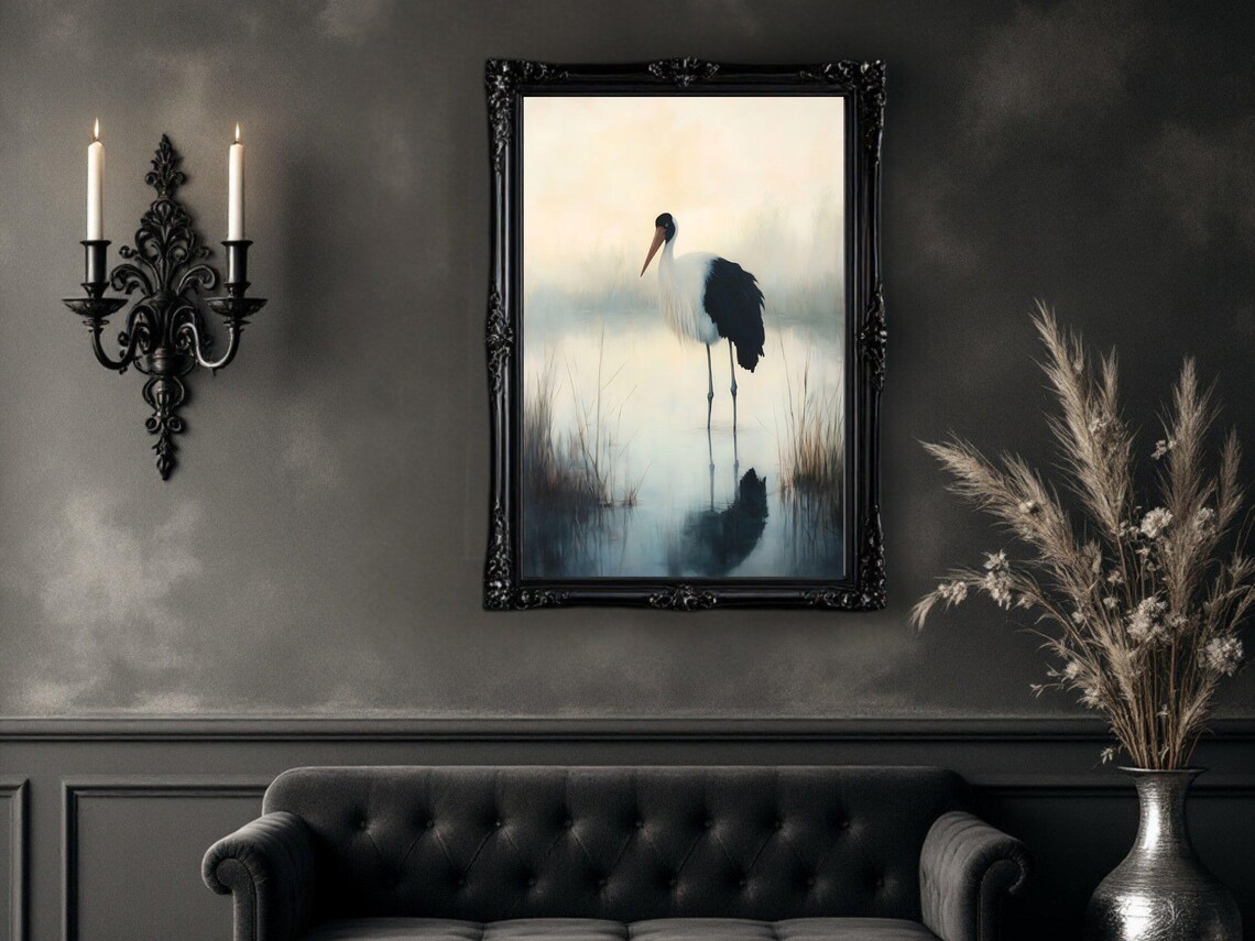 Elegant Bird In Misty Marsh, Watercolor Art Print - Image 3