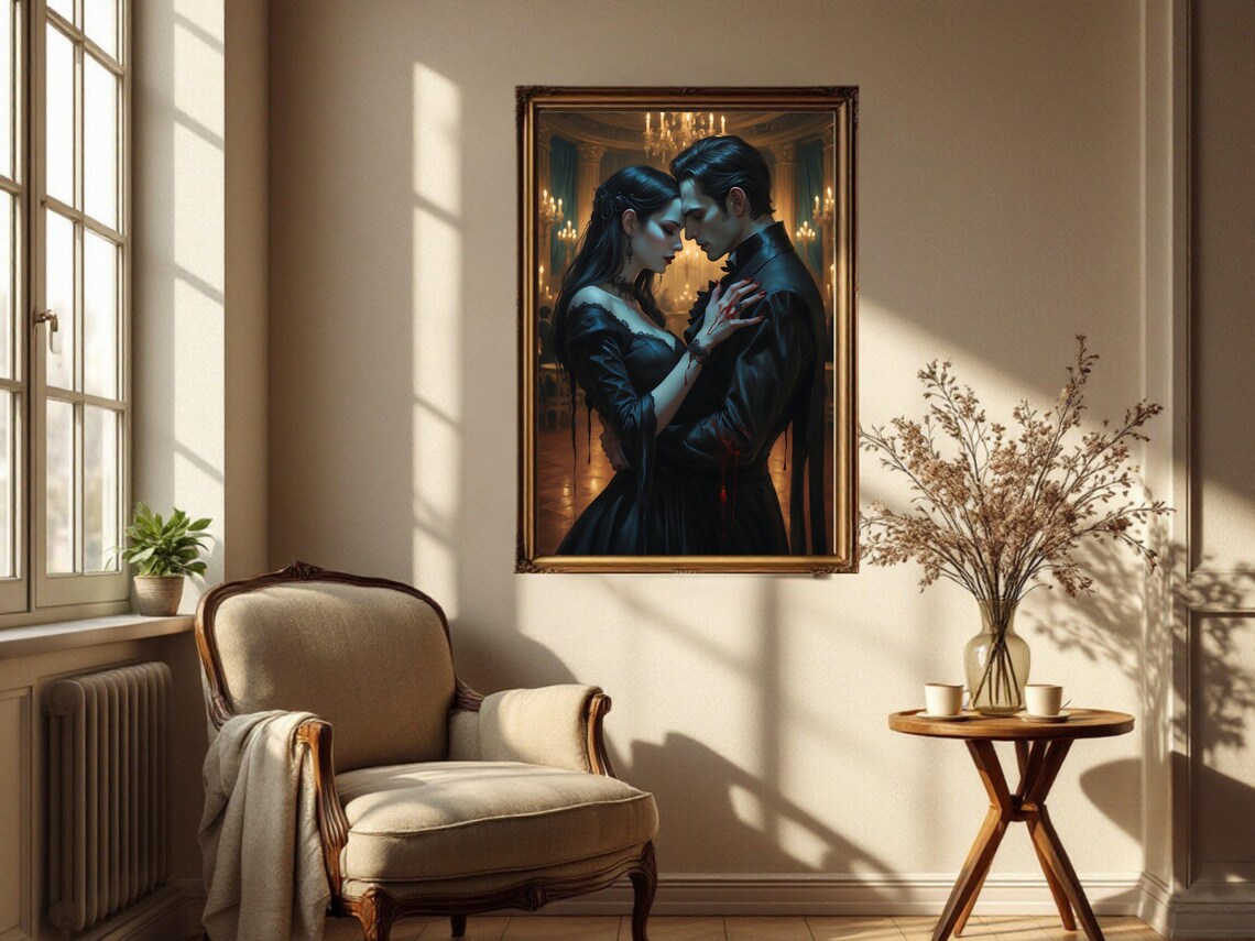 Gothic Couple Romantic Vintage Ballroom Art Print - Image 2