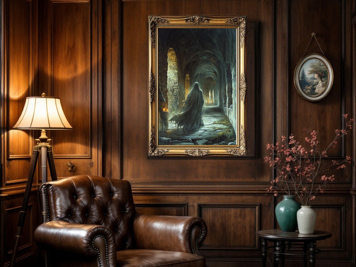 Gothic Haunted Hallway, Dark Academia Wall Art Print - Image 2