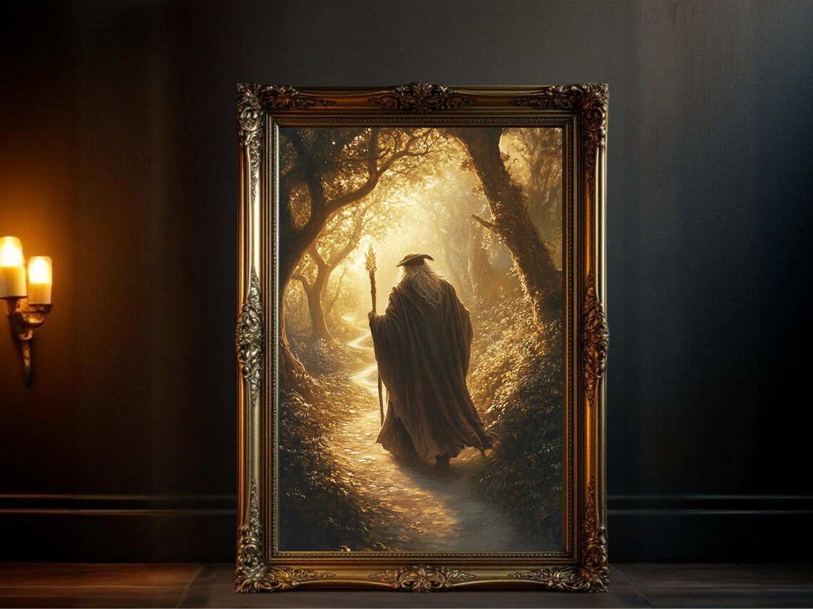 Fantasy Wizard, Mystical Forest Travel Poster