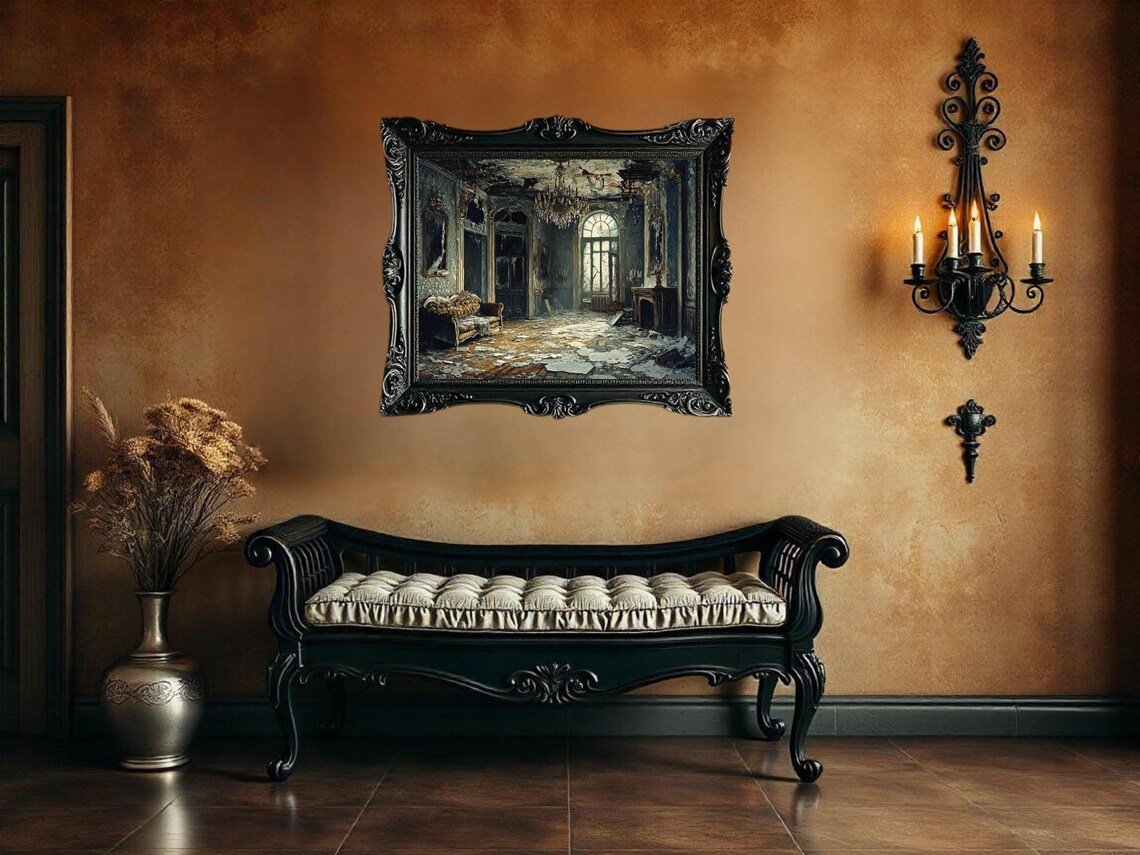 Abandoned Mansion, Vintage Gothic Interior Art Print - Image 2