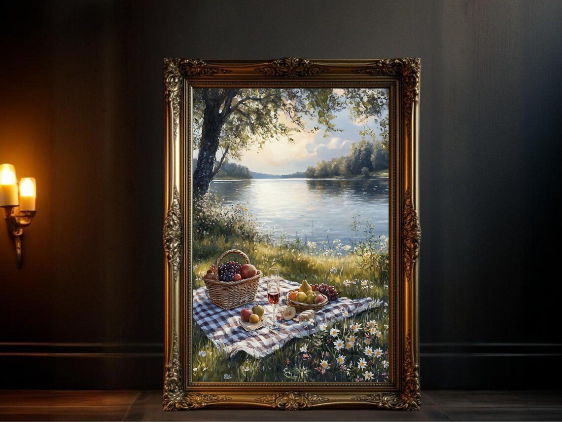 Romantic Picnic Scenic Lake View, Tranquil Landscape