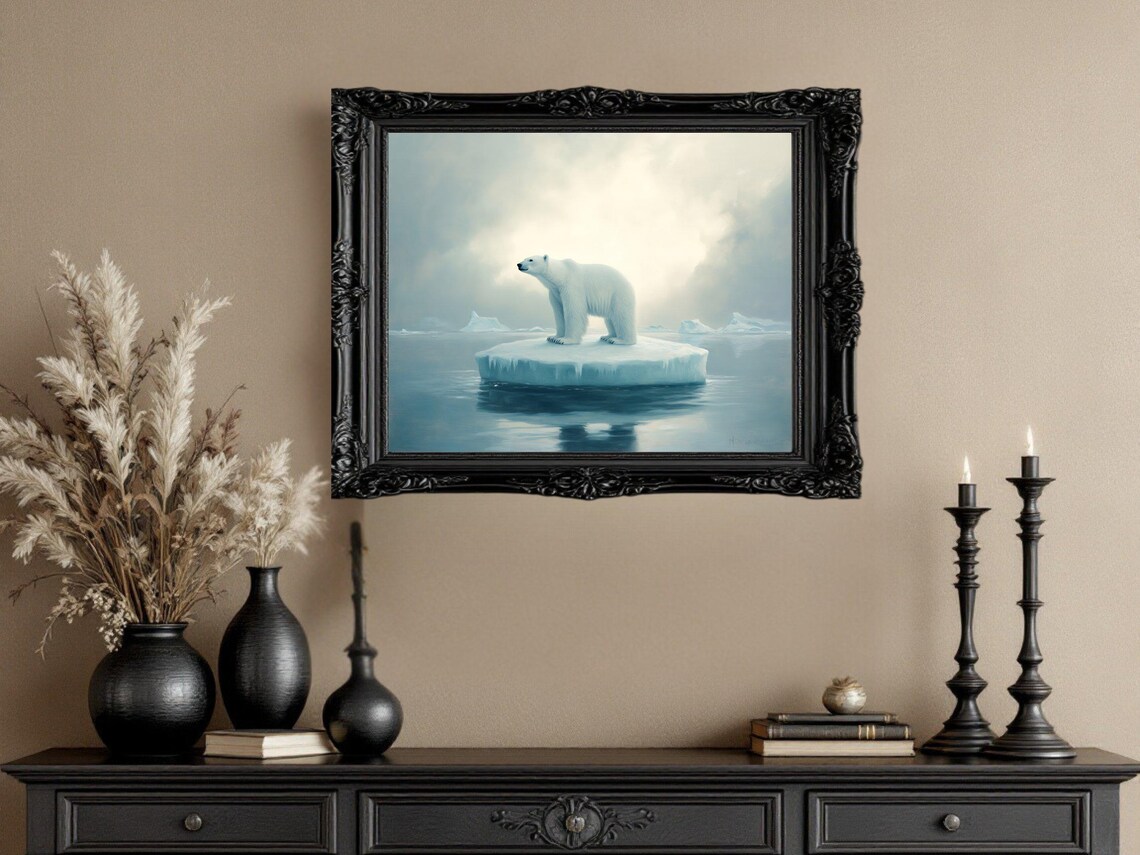 Polar Bear On Iceberg, Arctic Wildlife Art Print - Image 3