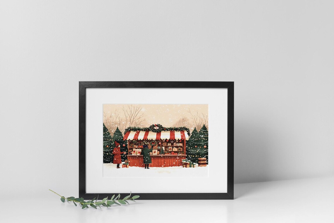 Christmas Market Stall, Cozy Winter Scene - Image 2