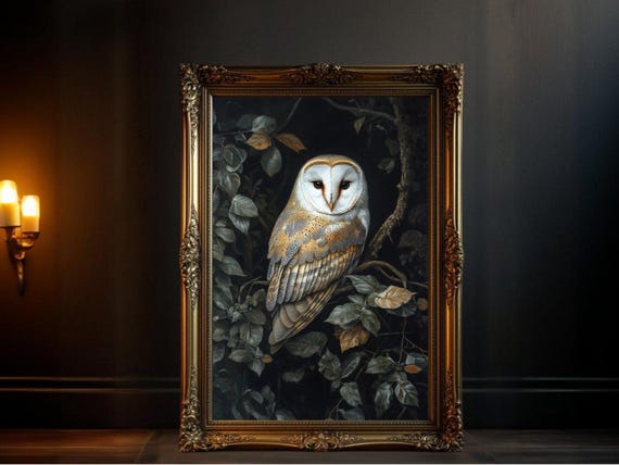 Barn Owl Vintage Nature Art, Rustic Decor