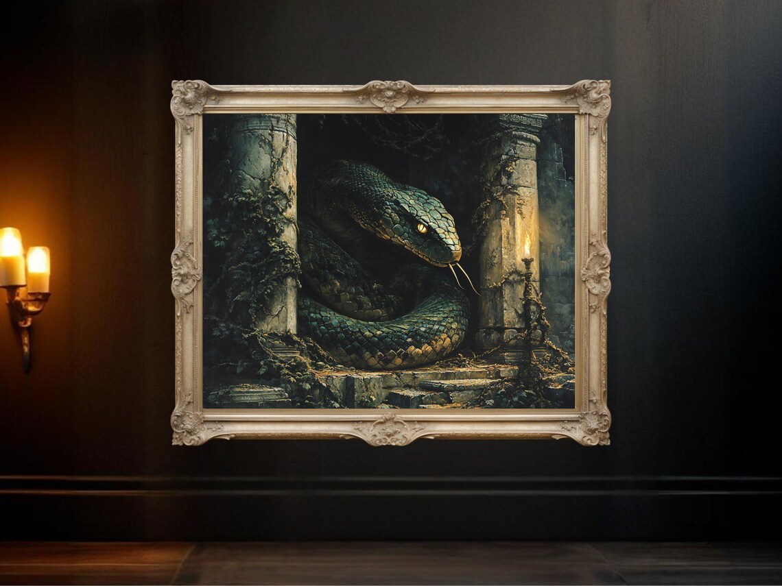 Intricate Snake Wall Art, Gothic Mystical Serpent Poster