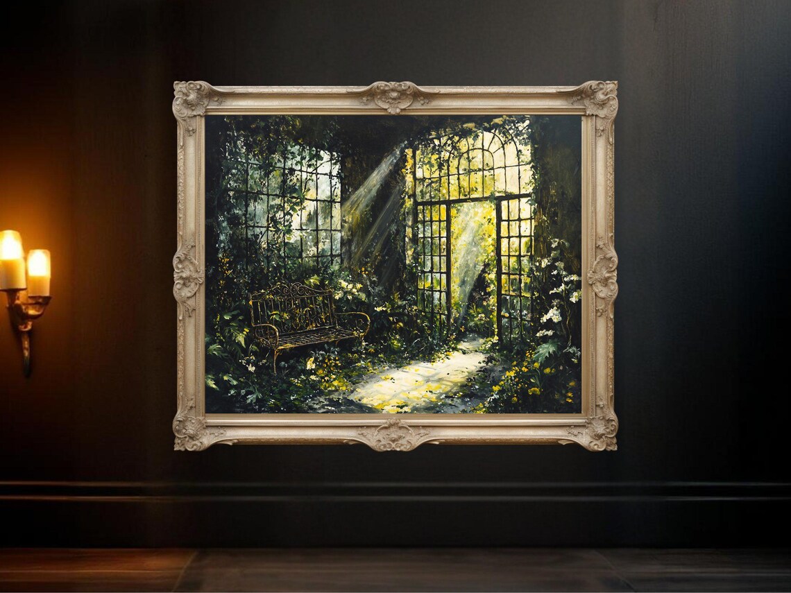 Enchanted Garden Art Print, Sunlit Greenhouse