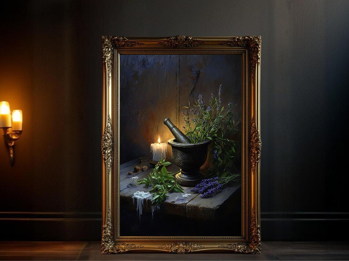 Apothecary Still Life, Vintage Oil Painting