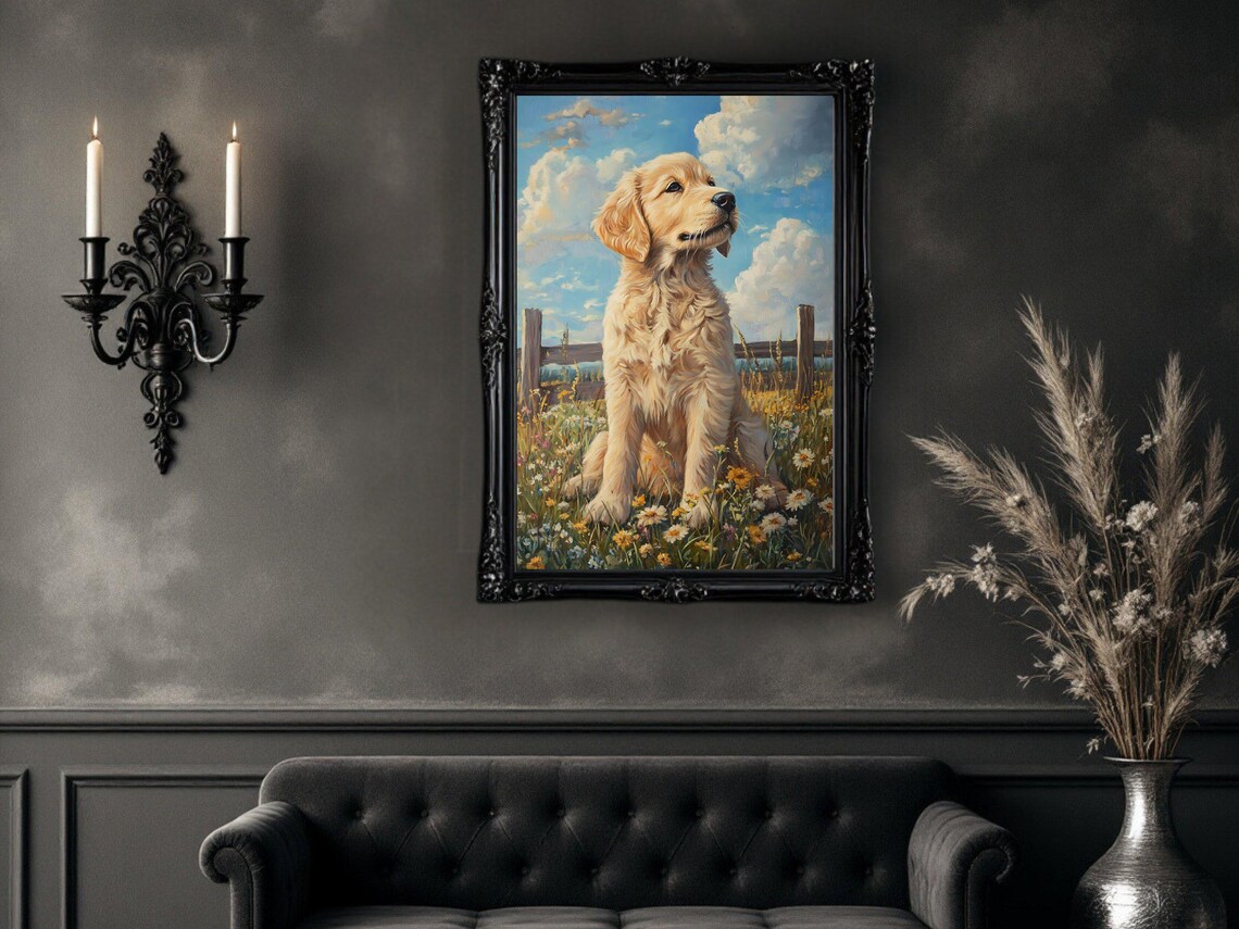 Golden Retriever Puppy Art Print, Cute Pet Decor - Image 3