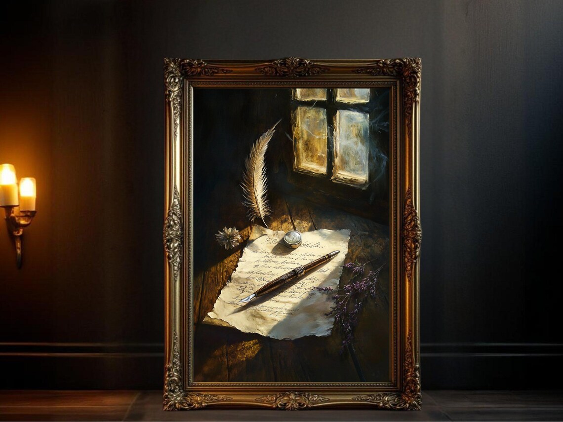Dark Academia Vintage Writers Desk Art Print