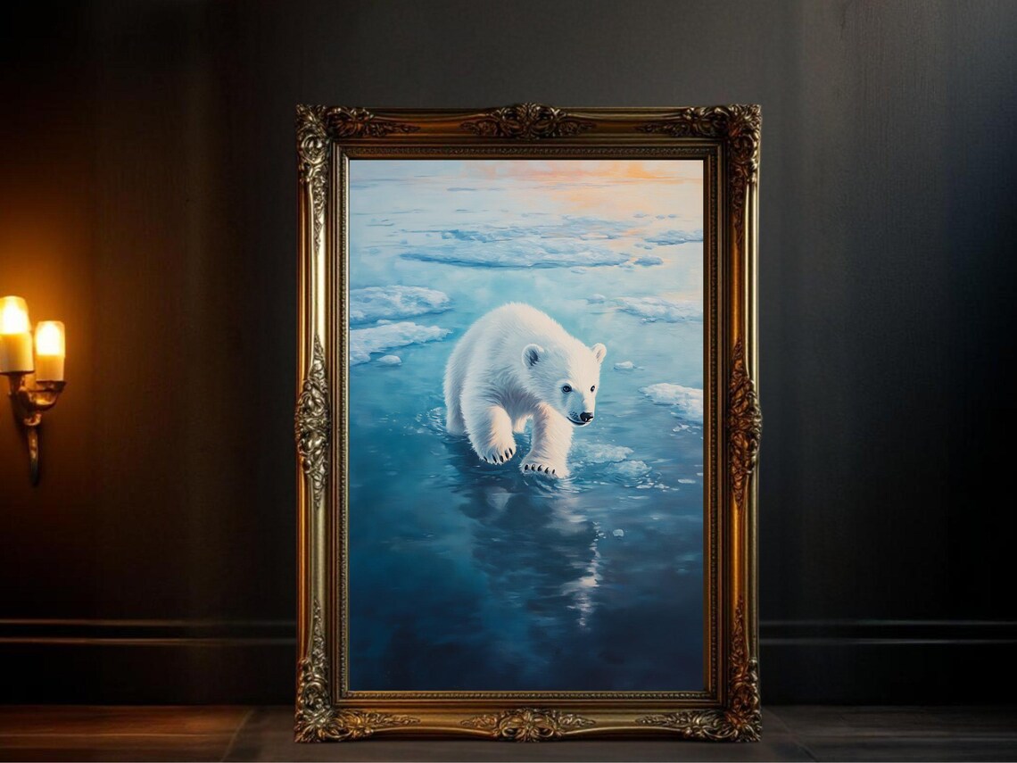 Polar Bear Nursery Animal Art Print, Cute Wildlife