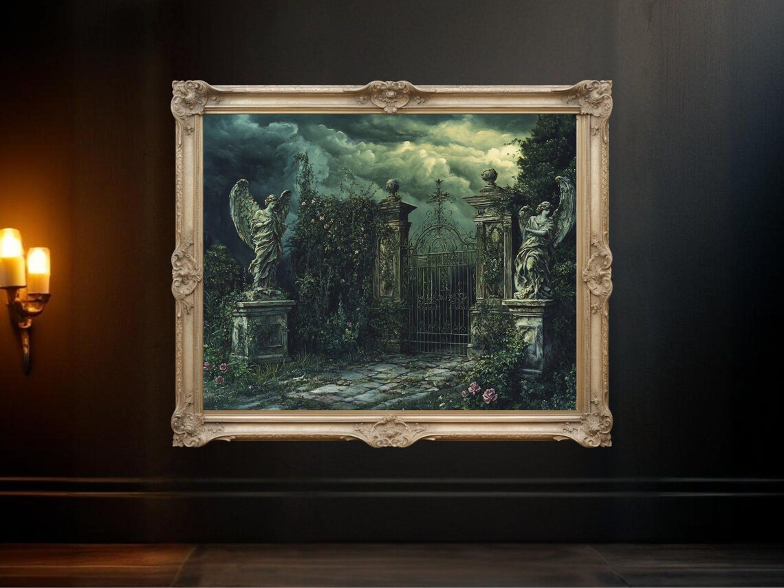Mysterious Gothic Garden Gate, Dark Fantasy Poster
