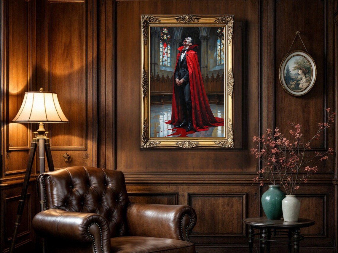 Gothic Vampire Dracula Blood Lust Painting, Horror Art - Image 3