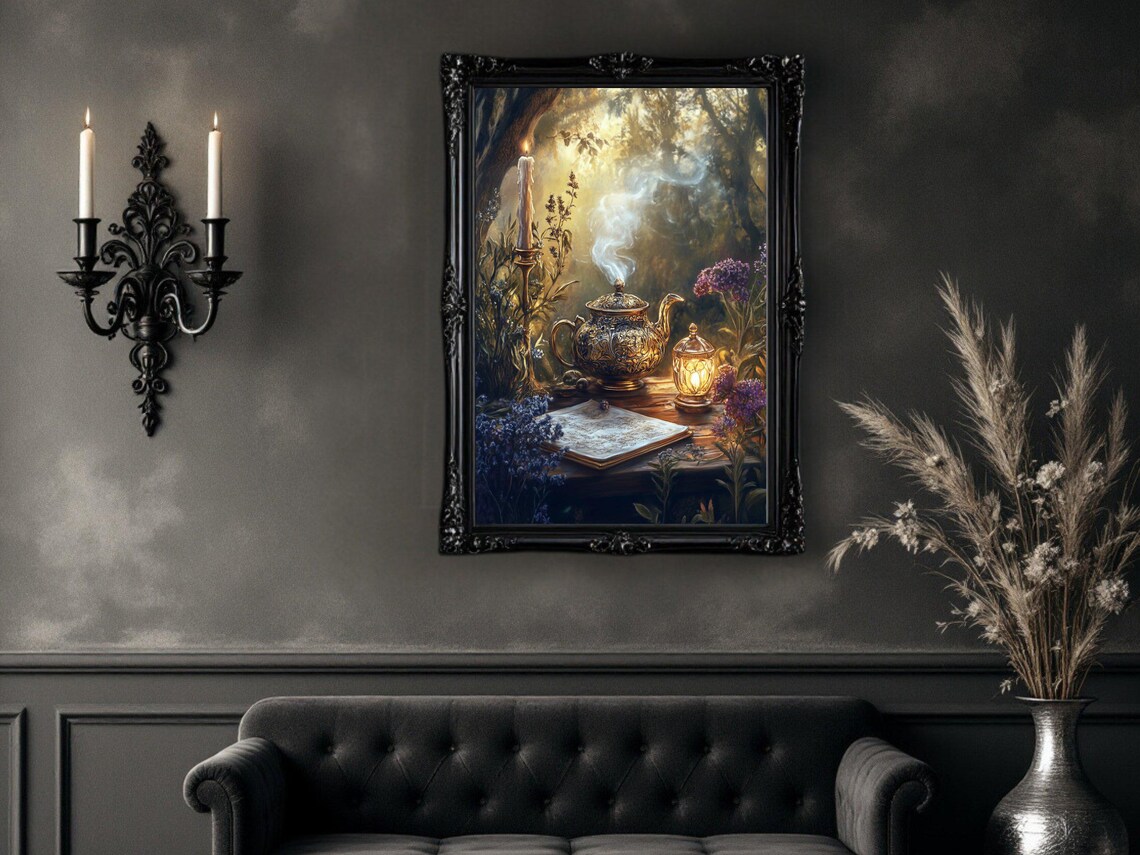 Enchanted Forest Tea Time, Mystical Nature Art Print - Image 2