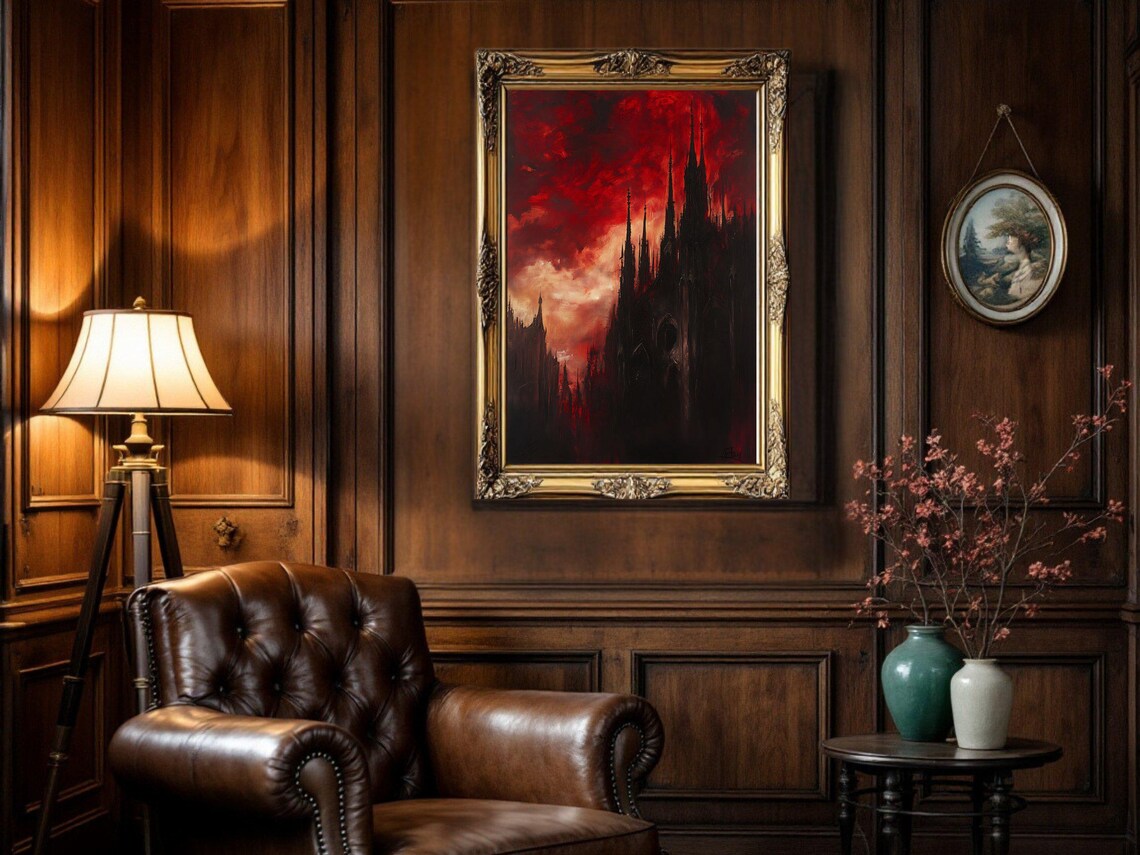 Dark Gothic Castle Art Print, Spooky Fantasy Landscape - Image 3