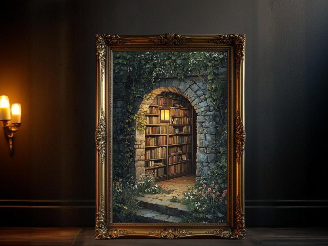 Enchanted Library Dark Academia, Cozy Book Nook