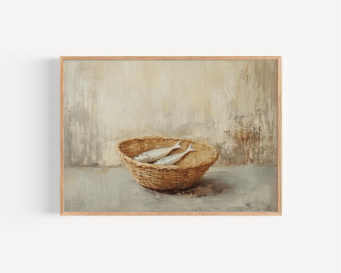 Five Loaves And Two Fish Minimalist Faith Art Print