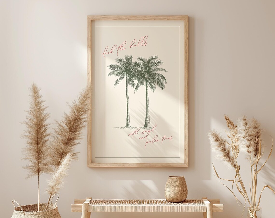 Deck the Halls with Sand and Palm Trees Tropical Christmas Poster
