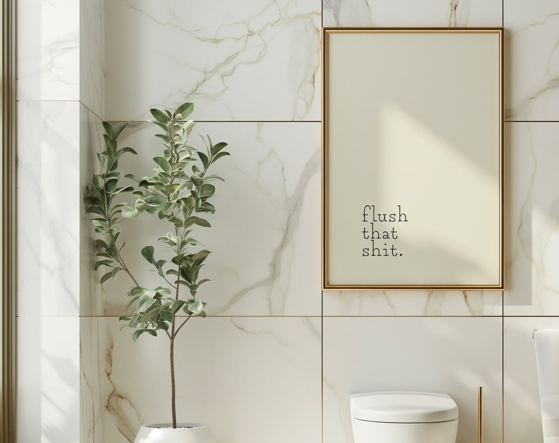 Flush That Shit Funny Bathroom Typewriter Quote Decor Poster - Image 3