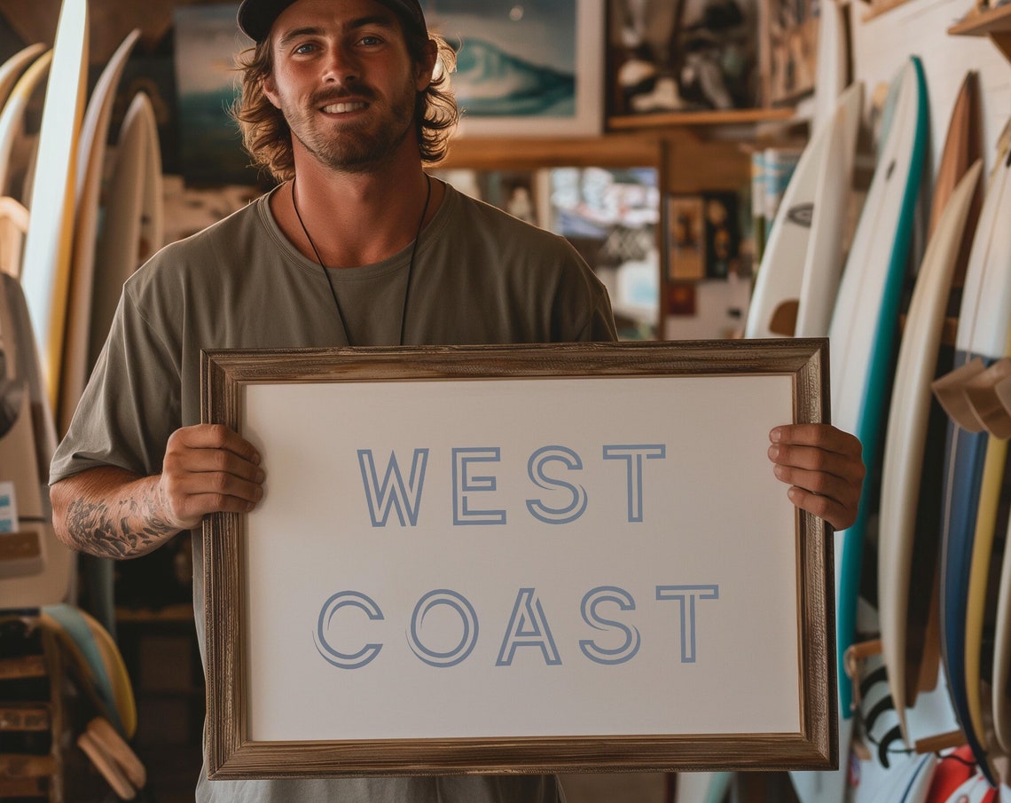 West Coast Gray Outline Minimalist Coastal Typography Decor Poster - Image 3