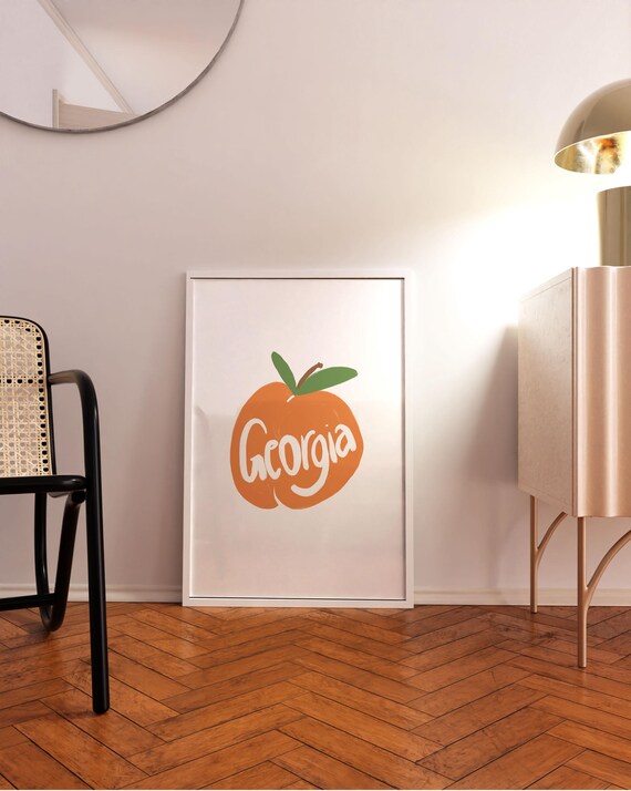 Georgia Peach Art Print, Atlanta Southern Decor
