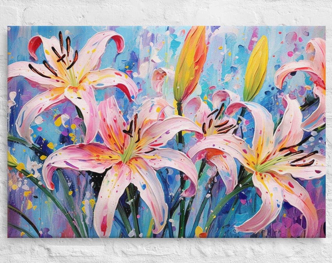 Tropical Flowers, Abstract Oil Painting Art Print - Image 3