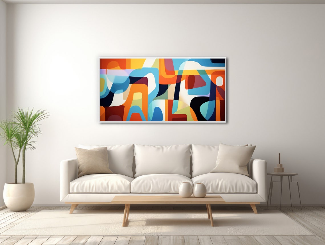Mid Century Modern Geometric Wall Art Framed Print Modern Abstract Painting Bold Colors Prismatic Chaos - Image 3