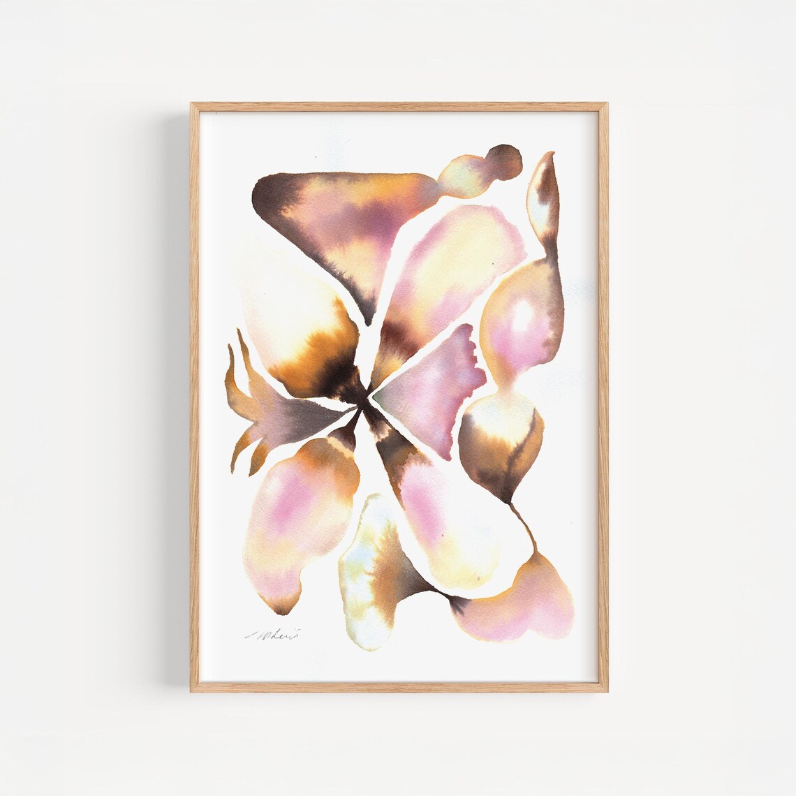 Earth Tone Watercolor Petal Bloom Abstract Botanical Art Poster