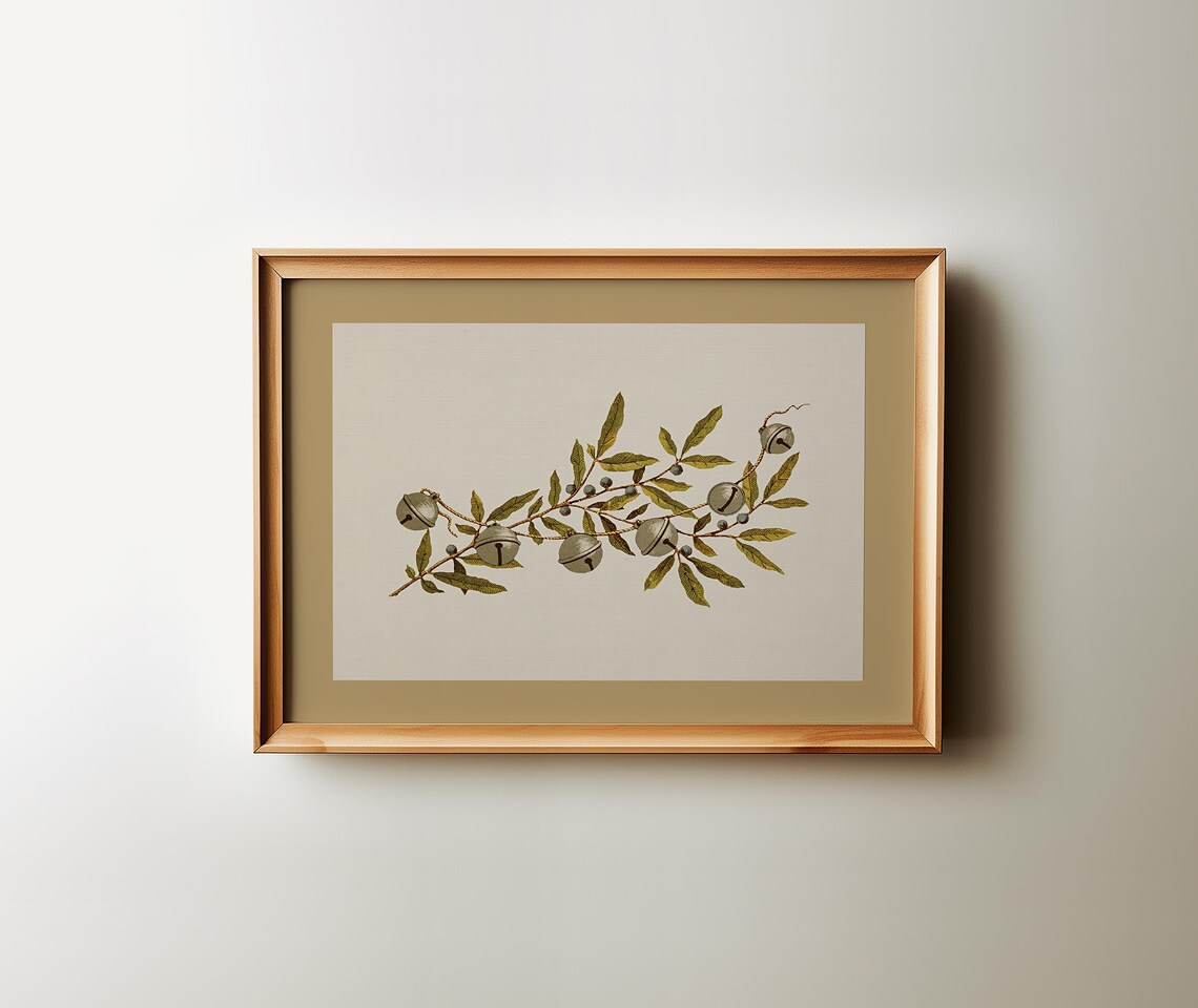 Vintage Christmas Bells And Holly Art Print - Image 3