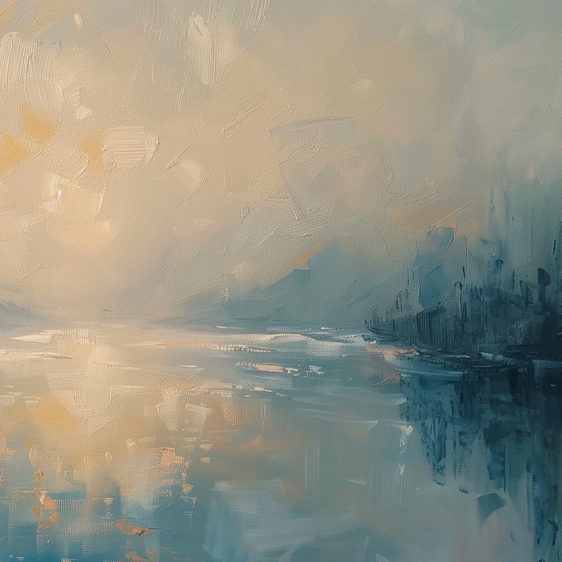 Abstract Lake Sunset Oil Painting Wall Art Print Frame Tv Art Tv - Image 6