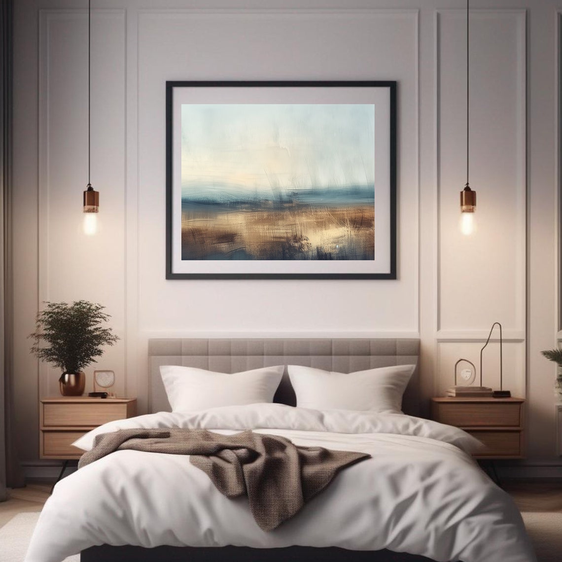 Abstract Tundra Landscape Minimalist Blue Gray Horizon Wall Art Poster - Image 2