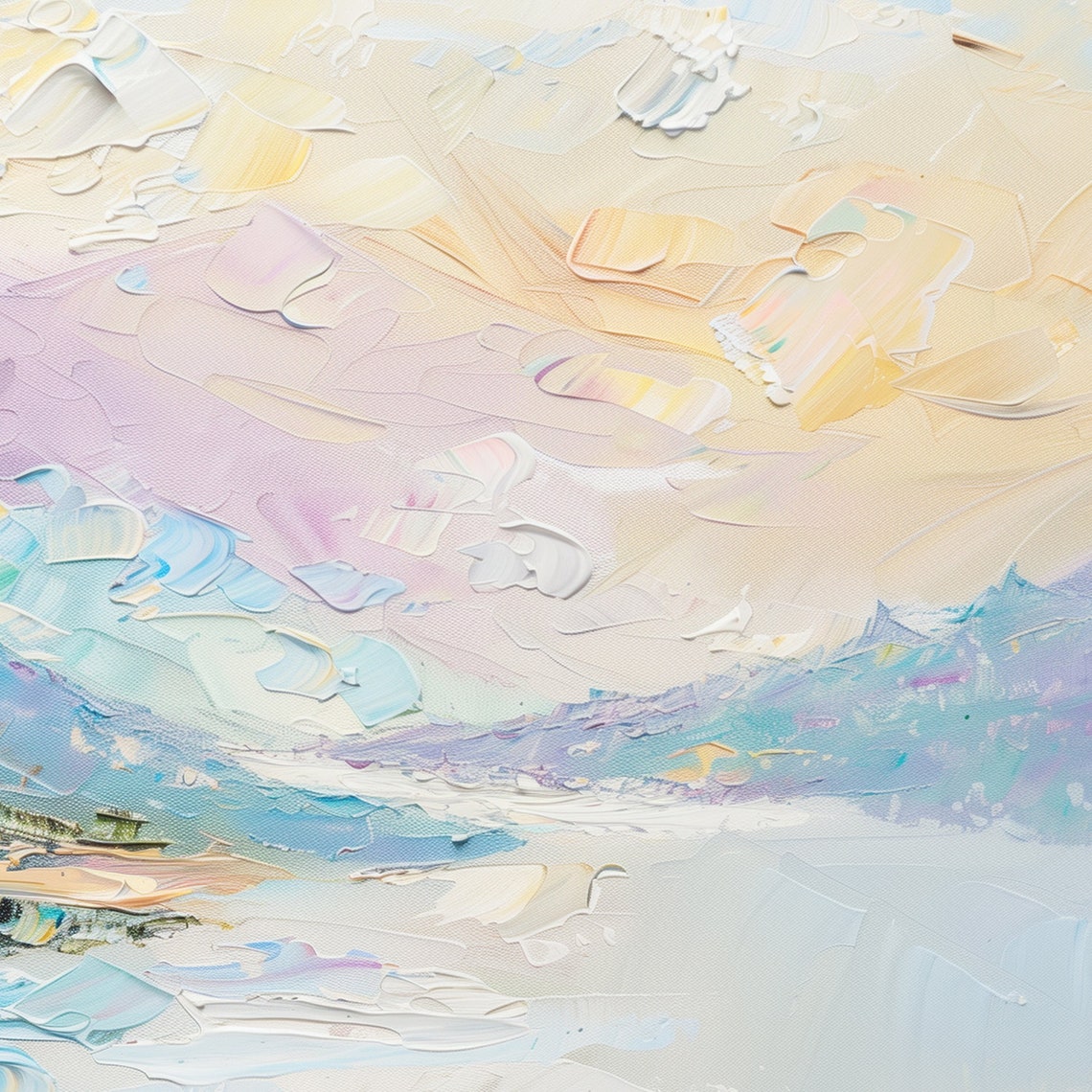 Mountain Lake Vista Modern Abstract Painting Wall Art Print Frame Tv Art Tv - Image 3