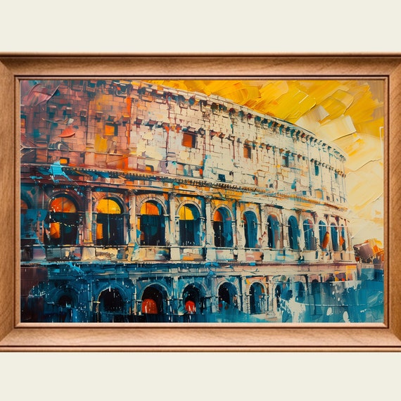 Coliseum Sunset Modern Abstract Painting Wall Art Print Frame Tv Art Tv