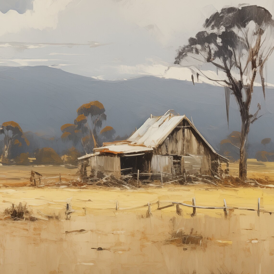 Vintage Abandoned Barn Art Print, Rustic Farm Scene - Image 6