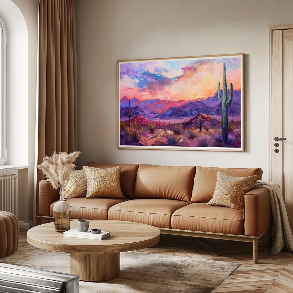Desert Sunset Oil Painting Wall Art Print Frame Tv Art Tv - Image 3