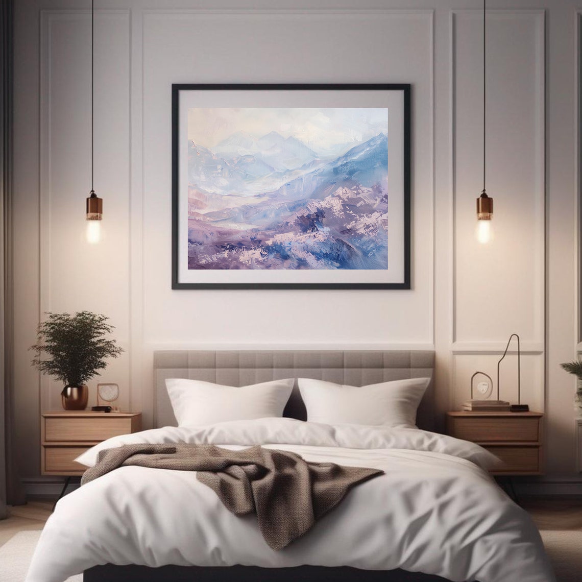 Mountain Valley Modern Abstract Painting Wall Art Print Frame Tv Art Tv - Image 2