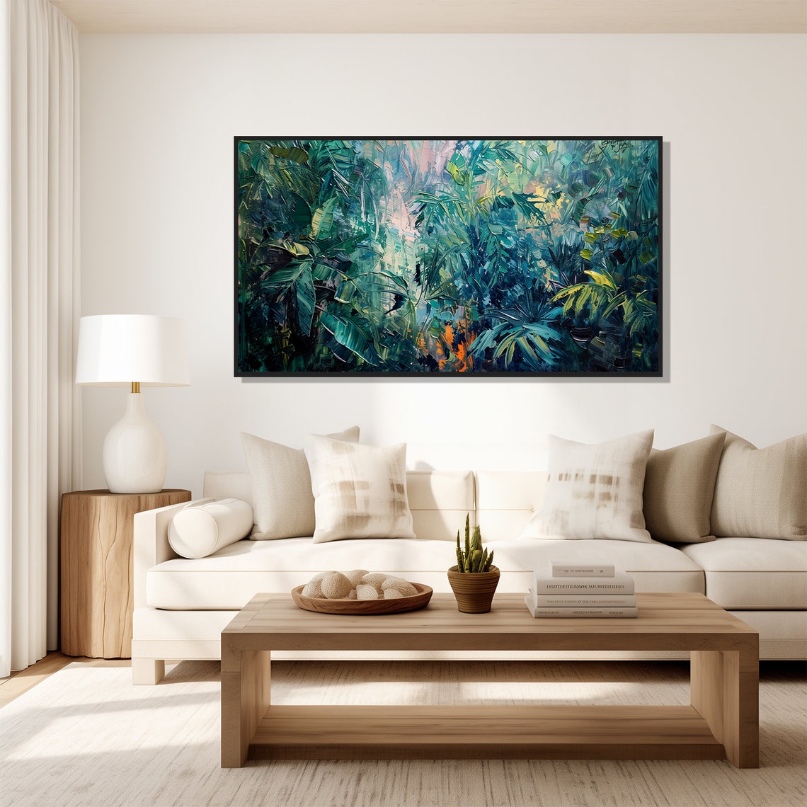 Jungle Canopy Oil Painting Dense Tropical Green Leaves Lush Art Poster - Image 5