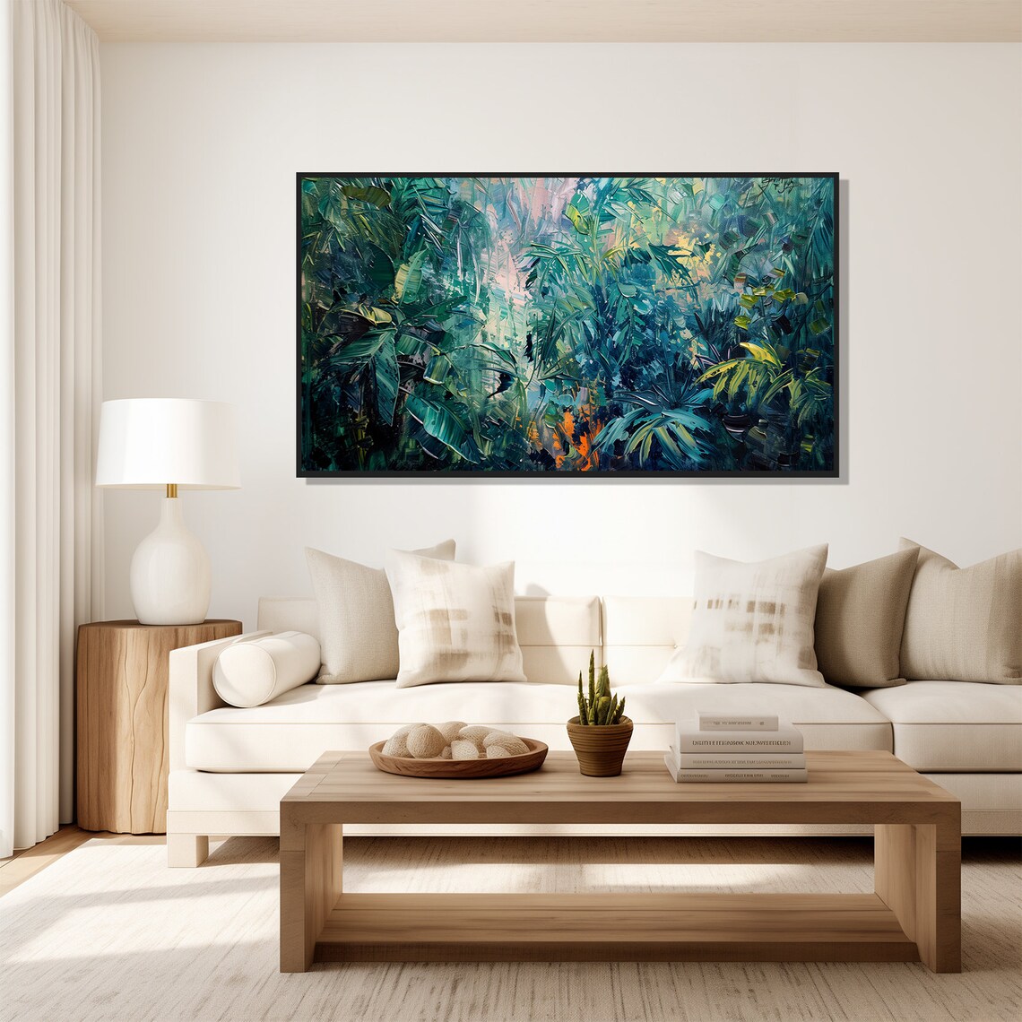 Jungle Waterfall Oil Painting Wall Art Print Frame Tv Art Tv - Image 5