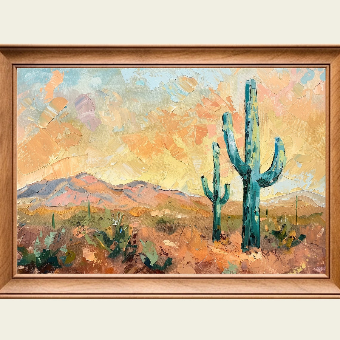 Desert Sunrise Oil Painting Wall Art Print Frame Tv Art Tv