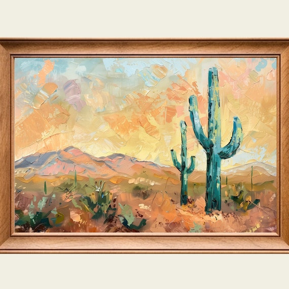 Desert Sunrise Oil Painting Wall Art Print Frame Tv Art Tv