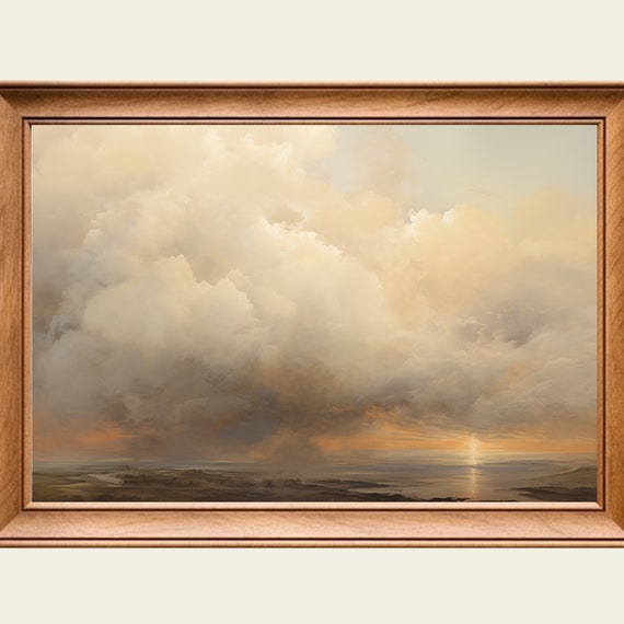 Vintage Cloudy Sunset Wall Art Print Frame Tv Art Tv